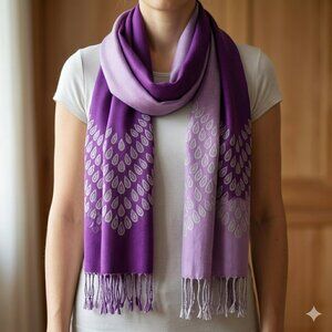 100% Pashmina Reversible Scarf Paisley Chevron